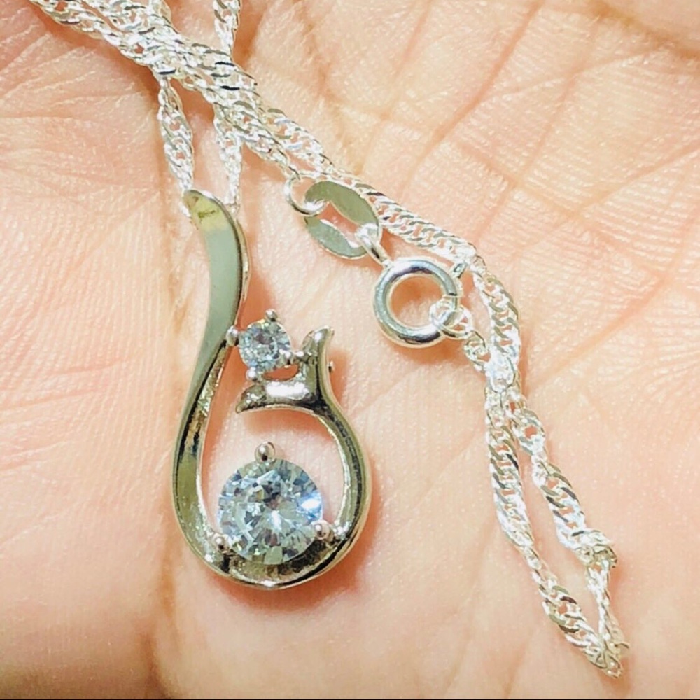 ✨NWOT✨Diamond Pendant Necklace Sterling Silver
